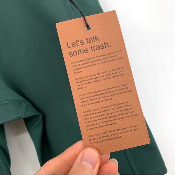 NWT GIRLFRIEND COLLECTIVE High-Rise Pocket Bike Short Moss Green XS - Picture 4 of 5